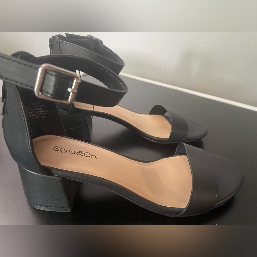 Style & Co. Black Block Heel Sandals